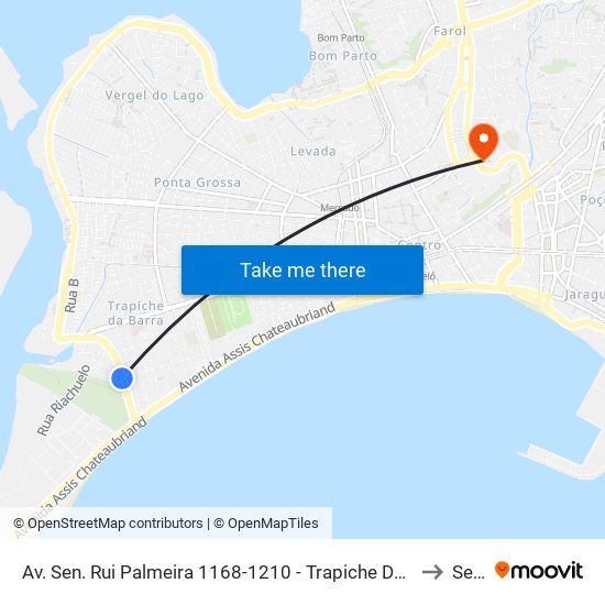 Av. Sen. Rui Palmeira 1168-1210 - Trapiche Da Barra Maceió - Al Brasil to Seune map