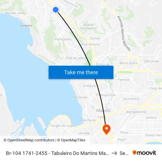 Br-104 1741-2455 - Tabuleiro Do Martins Maceió - Al Brasil to Seune map