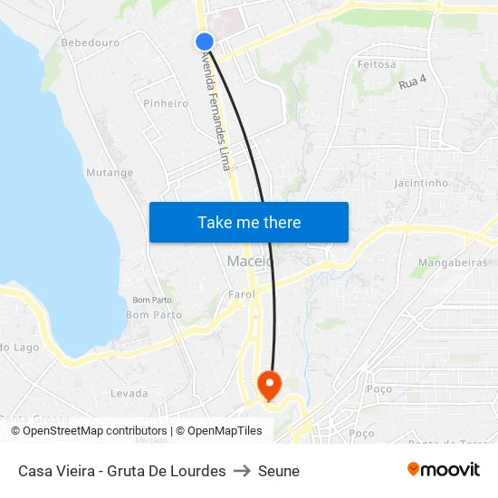Casa Vieira - Gruta De Lourdes to Seune map