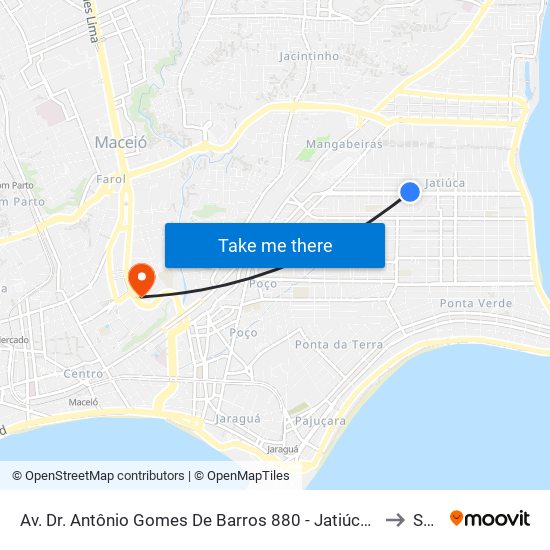 Av. Dr. Antônio Gomes De Barros 880 - Jatiúca Maceió - Al 57036-000 Brasil to Seune map