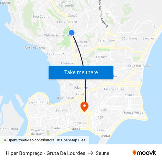 Hiper Bompreço - Gruta De Lourdes to Seune map