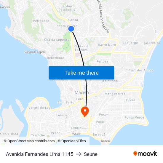 Avenida Fernandes Lima 1145 to Seune map