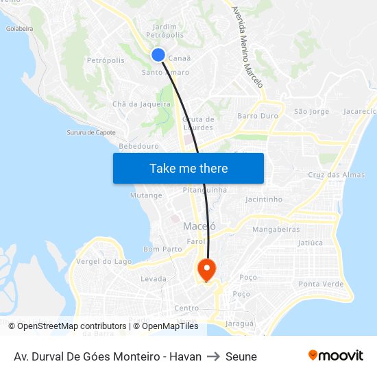 Av. Durval De Góes Monteiro - Havan to Seune map