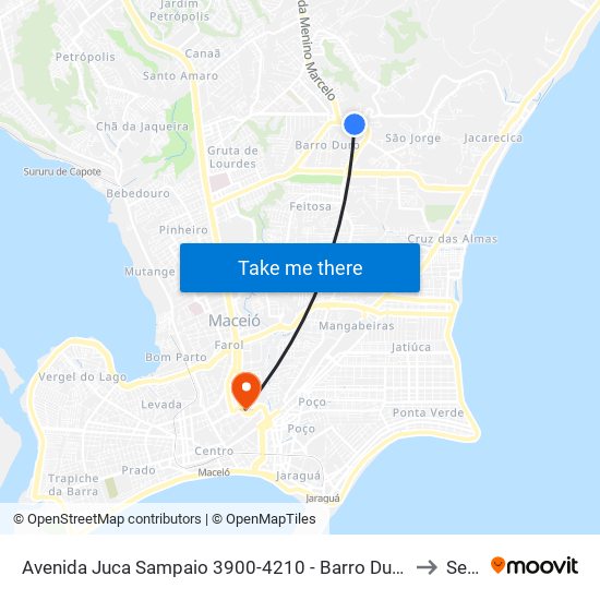 Avenida Juca Sampaio 3900-4210 - Barro Duro Maceió - Al Brasil to Seune map