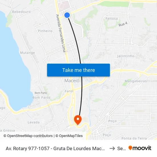 Av. Rotary 977-1057 - Gruta De Lourdes Maceió - Al 57052-480 Brasil to Seune map