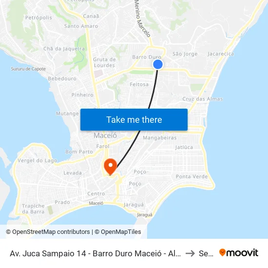 Av. Juca Sampaio 14 - Barro Duro Maceió - Al 57046-242 Brasil to Seune map