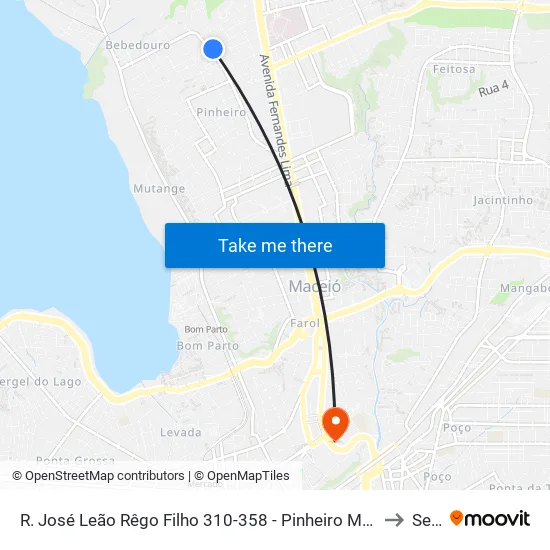 R. José Leão Rêgo Filho 310-358 - Pinheiro Maceió - Al 57057-360 Brasil to Seune map