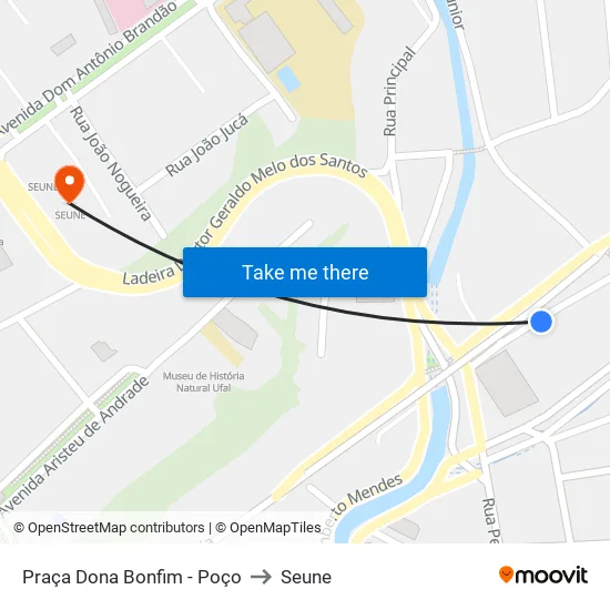 Praça Dona Bonfim - Poço to Seune map