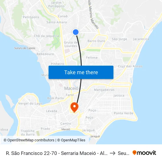 R. São Francisco 22-70 - Serraria Maceió - Al Brasil to Seune map