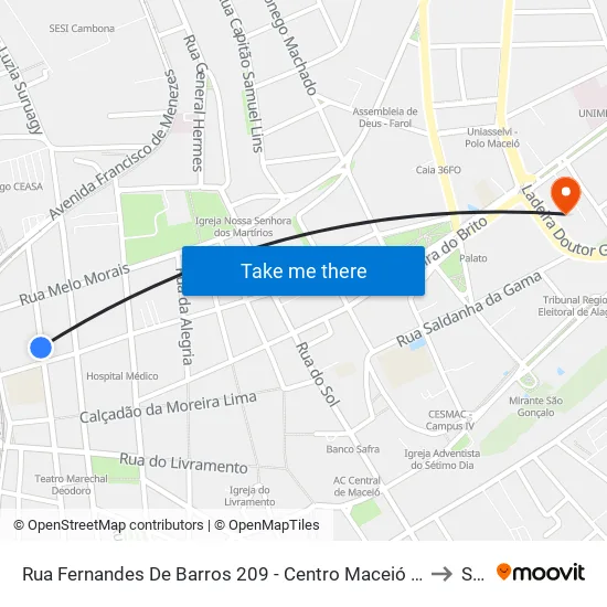 Rua Fernandes De Barros 209 - Centro Maceió - Al 57020-020 República Federativa Do Brasil to Seune map