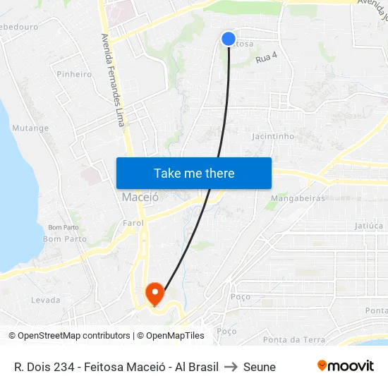 R. Dois 234 - Feitosa Maceió - Al Brasil to Seune map