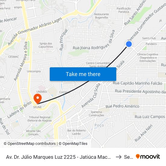 Av. Dr. Júlio Marques Luz 2225 - Jatiúca Maceió - Al 57035-700 Brasil to Seune map