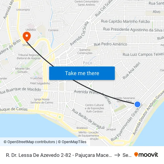 R. Dr. Lessa De Azevedo 2-82 - Pajuçara Maceió - Al 57030-180 Brasil to Seune map