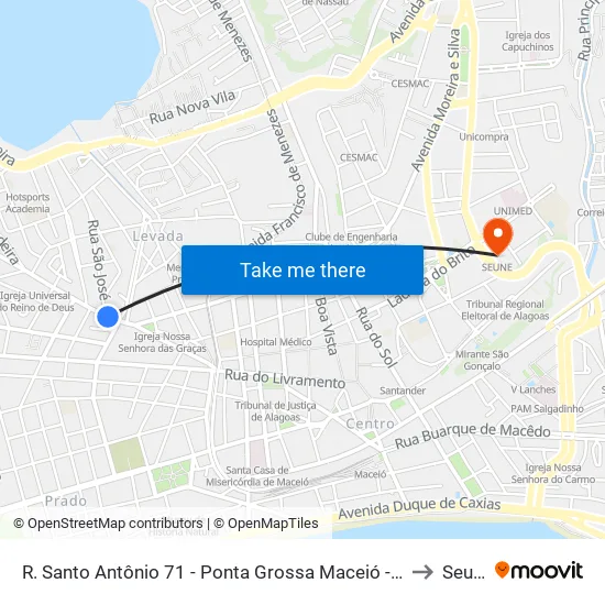 R. Santo Antônio 71 - Ponta Grossa Maceió - Al Brasil to Seune map