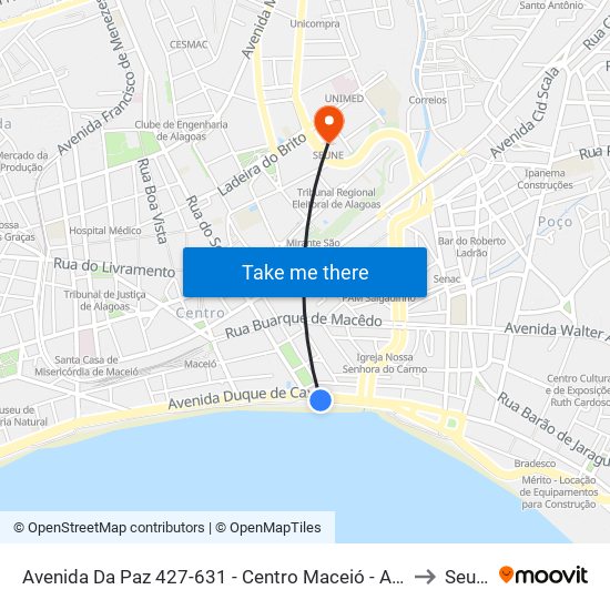 Avenida Da Paz 427-631 - Centro Maceió - Al Brasil to Seune map