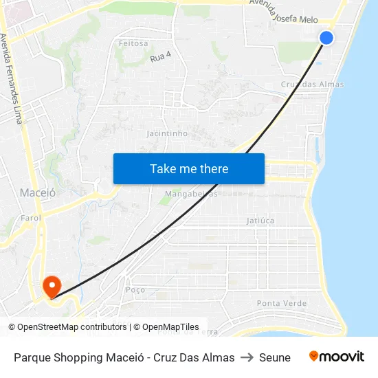 Parque Shopping Maceió - Cruz Das Almas to Seune map
