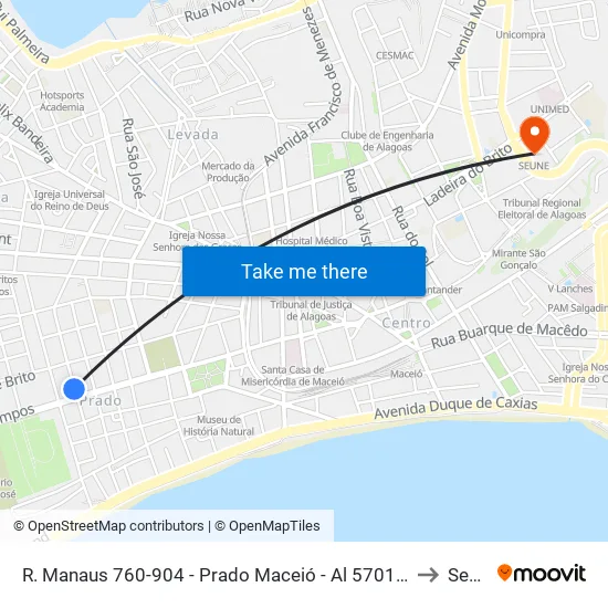 R. Manaus 760-904 - Prado Maceió - Al 57014-210 Brasil to Seune map