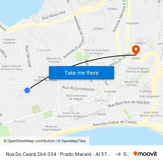 Rua Do Ceará 264-334 - Prado Maceió - Al 57010-350 República Federativa Do Brasil to Seune map
