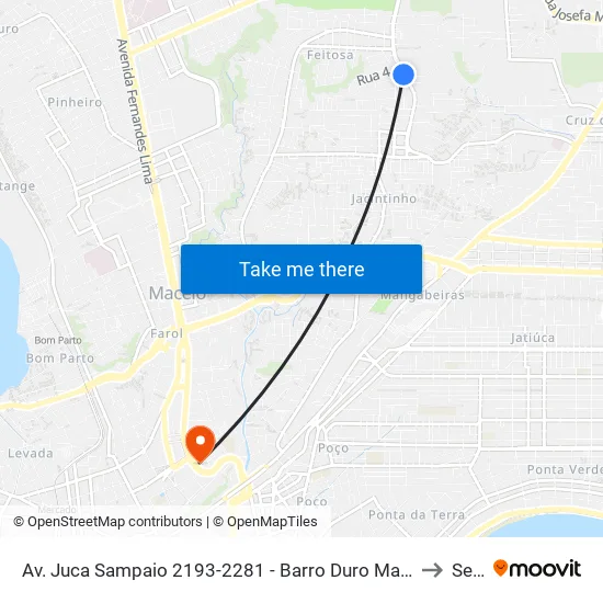 Av. Juca Sampaio 2193-2281 - Barro Duro Maceió - Al 57046-242 Brasil to Seune map