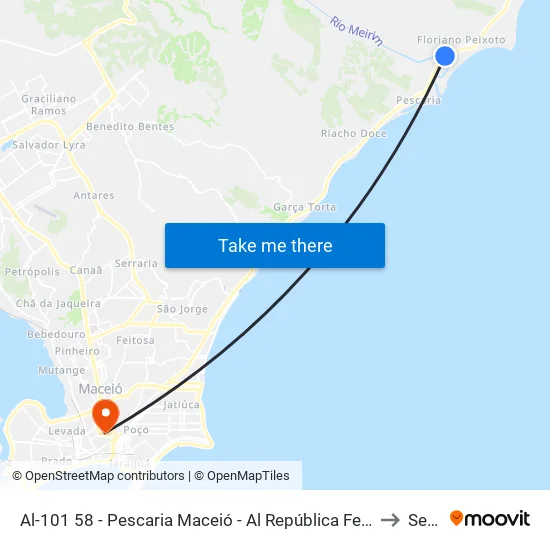 Al-101 58 - Pescaria Maceió - Al República Federativa Do Brasil to Seune map