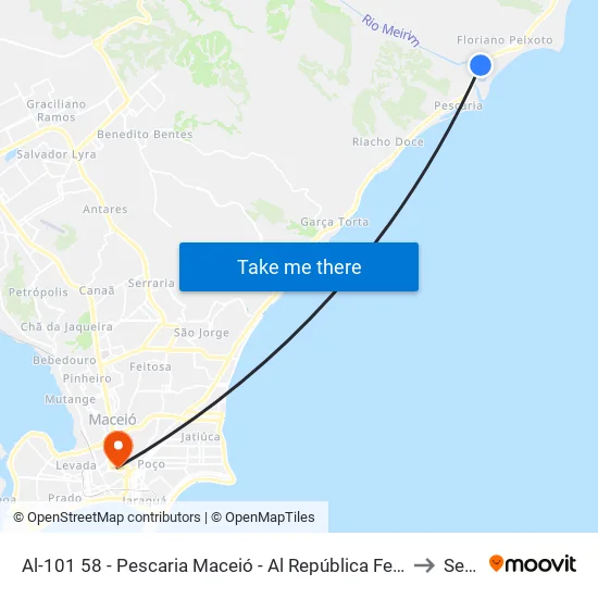 Al-101 58 - Pescaria Maceió - Al República Federativa Do Brasil to Seune map