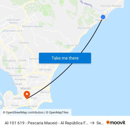 Al-101 619 - Pescaria Maceió - Al República Federativa Do Brasil to Seune map