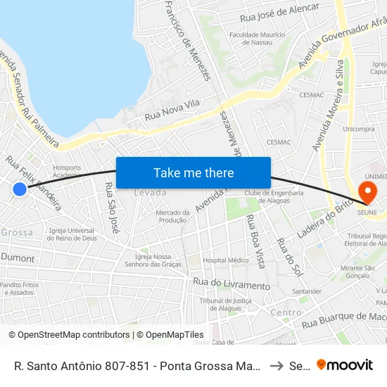 R. Santo Antônio 807-851 - Ponta Grossa Maceió - Al 57014-680 Brasil to Seune map