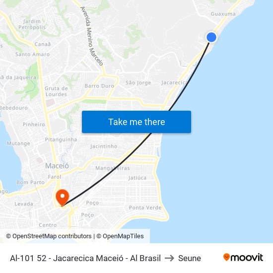 Al-101 52 - Jacarecica Maceió - Al Brasil to Seune map