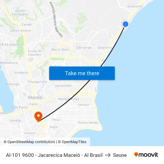 Al-101 9600 - Jacarecica Maceió - Al Brasil to Seune map