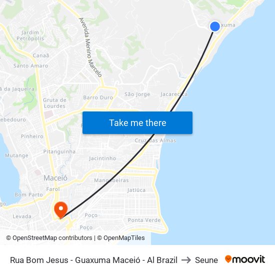 Rua Bom Jesus - Guaxuma Maceió - Al Brazil to Seune map