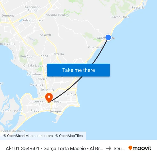 Al-101 354-601 - Garça Torta Maceió - Al Brasil to Seune map