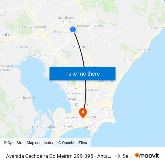 Avenida Cachoeira Do Meirim 299-395 - Antares Maceió - Al Brasil to Seune map