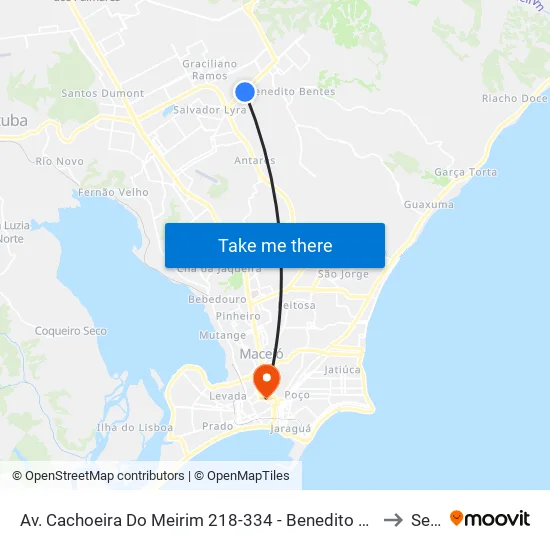 Av. Cachoeira Do Meirim 218-334 - Benedito Bentes Maceió - Al Brasil to Seune map