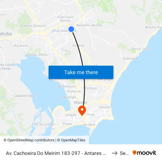 Av. Cachoeira Do Meirim 183-297 - Antares Maceió - Al Brasil to Seune map