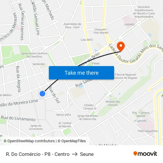 R. Do Comércio - P8 - Centro to Seune map