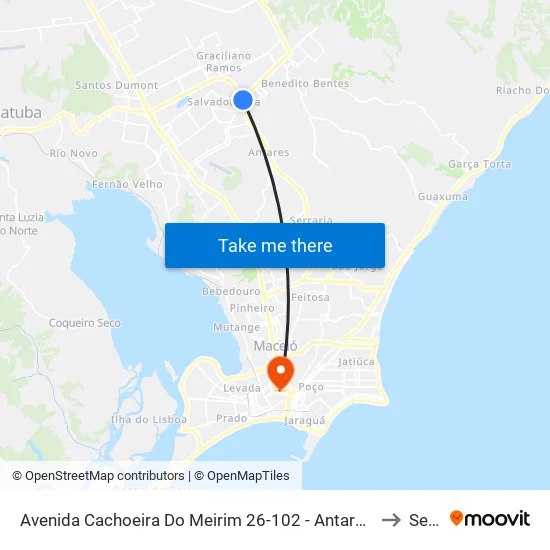 Avenida Cachoeira Do Meirim 26-102 - Antares Maceió - Al Brasil to Seune map