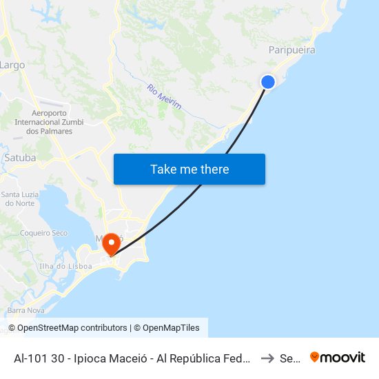 Al-101 30 - Ipioca Maceió - Al República Federativa Do Brasil to Seune map