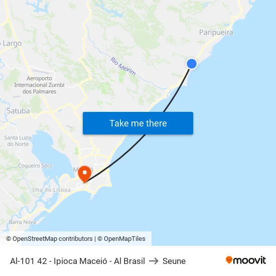 Al-101 42 - Ipioca Maceió - Al Brasil to Seune map