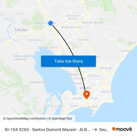 Br-104 9260 - Santos Dumont Maceió - Al Brasil to Seune map