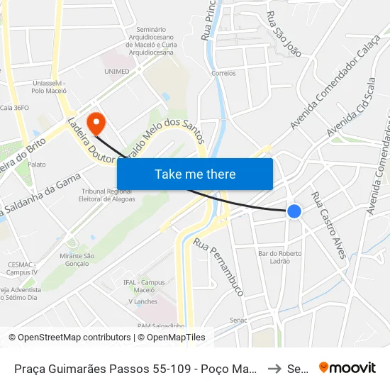 Praça Guimarães Passos 55-109 - Poço Maceió - Al Brasil to Seune map
