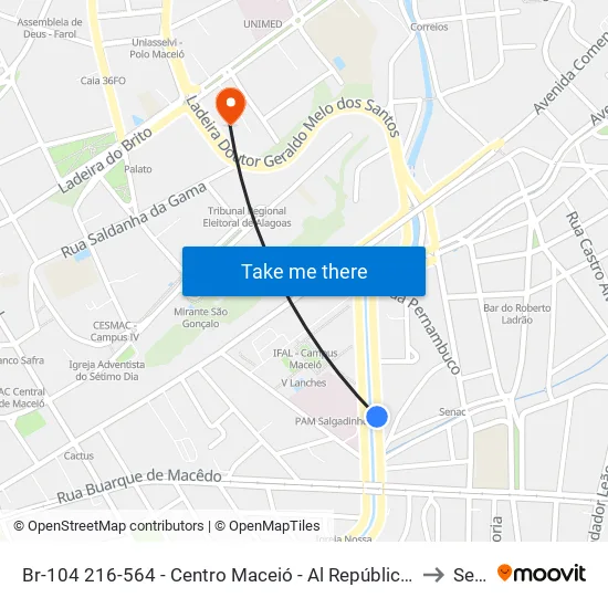 Br-104 216-564 - Centro Maceió - Al República Federativa Do Brasil to Seune map