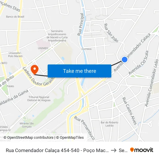 Rua Comendador Calaça 454-540 - Poço Maceió - Al 57025-640 Brasil to Seune map