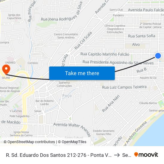 R. Sd. Eduardo Dos Santos 212-276 - Ponta Verde Maceió - Al Brasil to Seune map