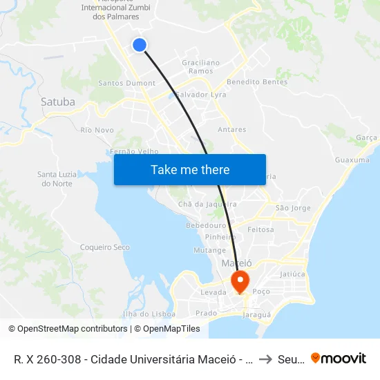 R. X 260-308 - Cidade Universitária Maceió - Al Brasil to Seune map