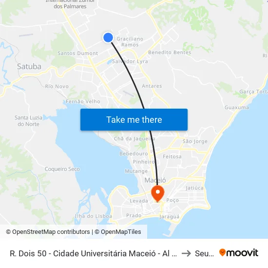 R. Dois 50 - Cidade Universitária Maceió - Al Brasil to Seune map