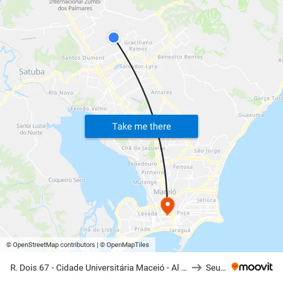 R. Dois 67 - Cidade Universitária Maceió - Al Brasil to Seune map