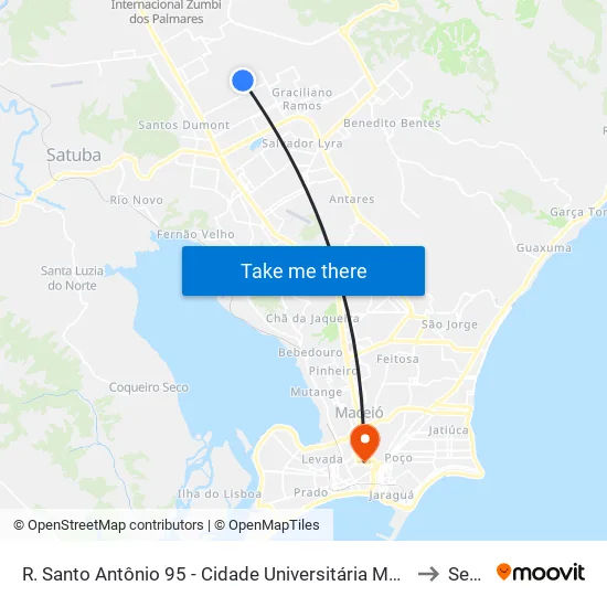 R. Santo Antônio 95 - Cidade Universitária Maceió - Al Brasil to Seune map