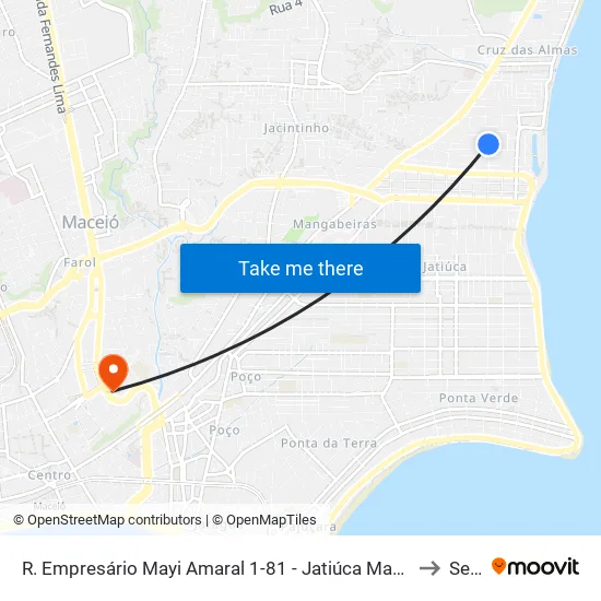 R. Empresário Mayi Amaral 1-81 - Jatiúca Maceió - Al 57035-820 Brasil to Seune map