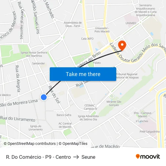 R. Do Comércio - P9 - Centro to Seune map