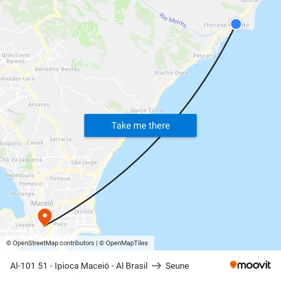 Al-101 51 - Ipioca Maceió - Al Brasil to Seune map